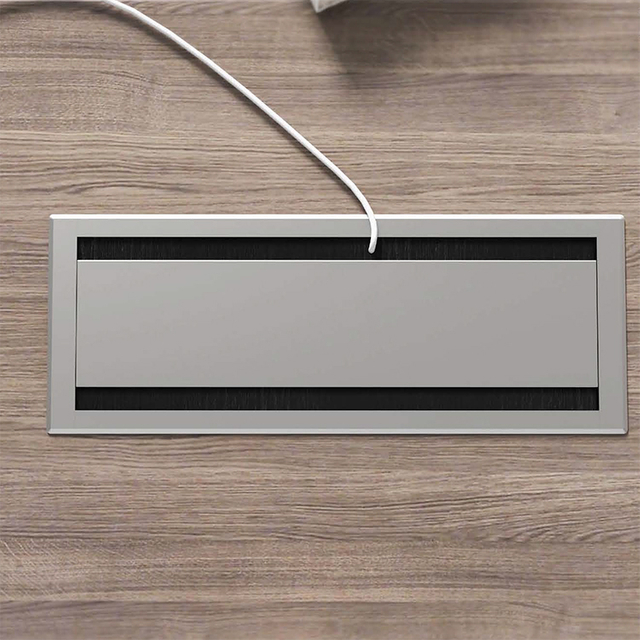 Aluminum Alloy Integrated Press Double Cover Conference Office Desk Cable Box Wire Management Desk Cable Box